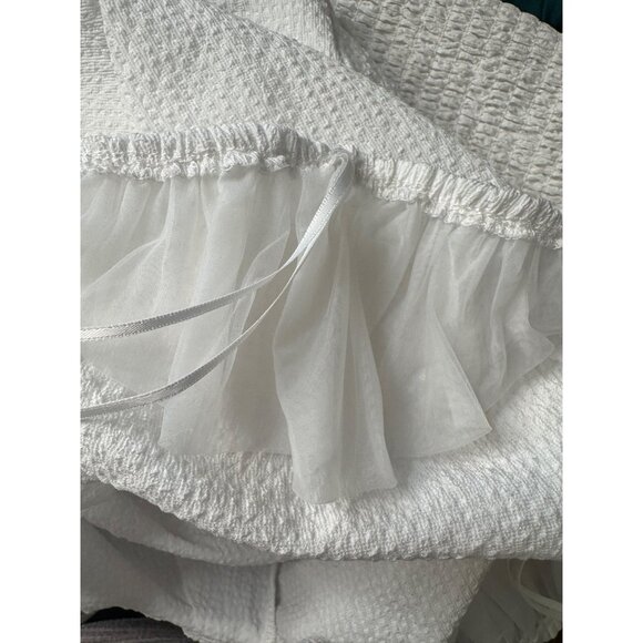 Astr The Label Cream Textured Cropped Top Size XL Long Sleeve Puff Shoulder Stre - Picture 6 of 9